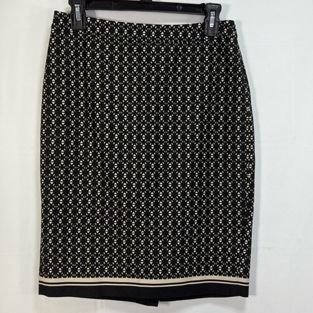 🍩 The Limited cotton black and tan geometric, print woven pencil skirt